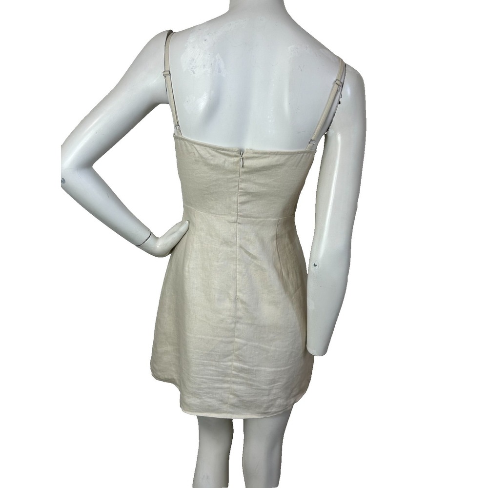 Reformation Violaine Linen Mini Dress Size 0 Beige Straps Adjustable Sleeveless - Picture 4 of 12